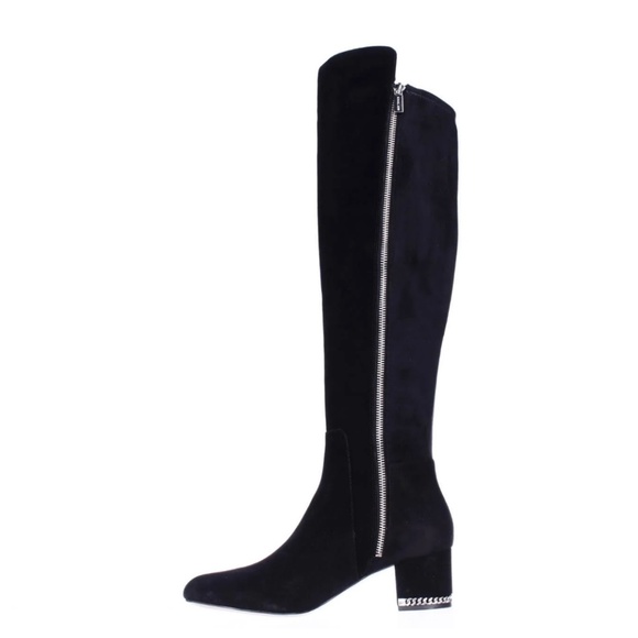 Michael Kors Sabrina  Black Suede Leather Boots, Size 9 M - Picture 2 of 16